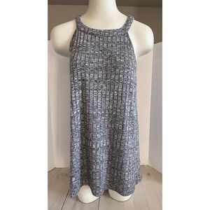 Torrid Sz 0 Grey Ribbed Goddess High Neck Sleeveless Tank Top Swing EUC